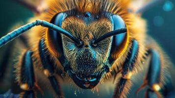 Crisp, high resolution photo of a bee showing its exquisite details.