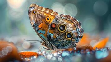 High resolution image featuring a colorful butterfly with intricate patterns and vibrant colors, photo