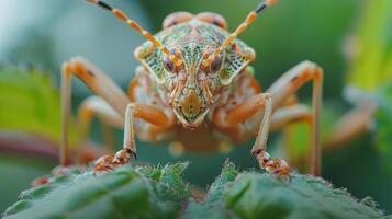 a closeup photograph of a ladybug. captures the detail and complexity of this small, photo