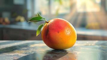 A ripe red apple, fresh from the tree. photo