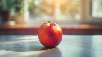 A close-up of a red apple. photo