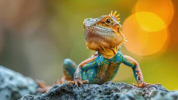 Adorable lizard looking at the camera with a happy expression. photo