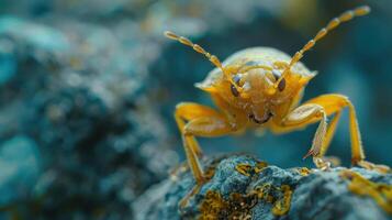 A close up of a bug on a rock photo
