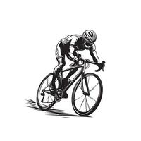Cycling icon. Simplified representation of a person riding a bicycle vector