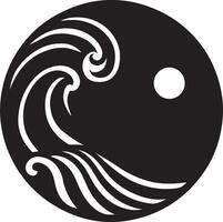 Circle waves and sun design silhouette art illustration on a white background vector