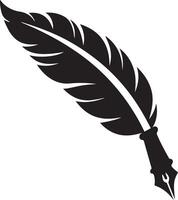 Feather Pen art silhouette illustration on a white background vector