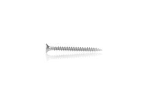 macro screw of silver color on a white background photo