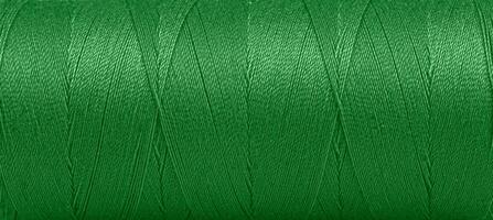 Texture of threads in a spool of green color on a white background photo