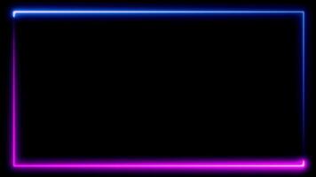 Neon neon square frame on black background video