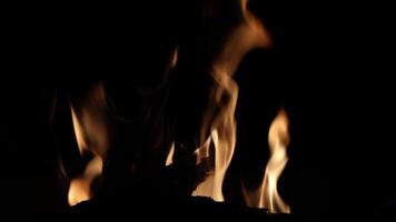 Glowing coals erupt in a dazzling display, casting a captivating play of light and shadow as the flames leap and twist, weaving a mesmerizing pattern of fiery movement video