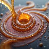 Golden Liquid Splashing and Creating Abstract Patterns photo
