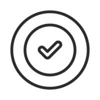 Check mark icon. Circle thin liner icon illustration. vector
