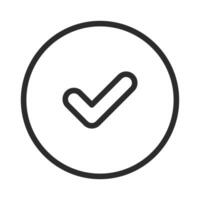 Check mark circle icon. Tick mark Thin liner illustration. vector