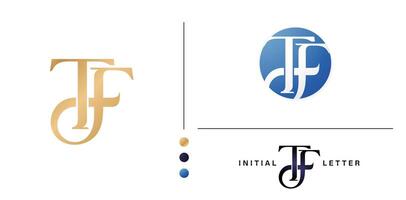 monogram TF Initials Letter Logo Design isolated white backgrounds for business and company identity, branding, advertisement materials golden foil, collages prints, ads campaigns, wedding invitations vector