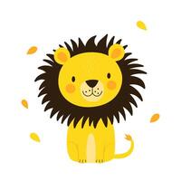 Cute Lion Leo Animal Cartoon Character the King of Jungle with Happy Expression vector