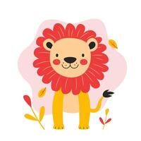 Cute Lion Animal Cartoon Character the King of Jungle with Happy Smile Expression vector