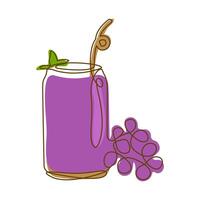 Fresh Grape Fruit Juice Smoothies Healthy Drink in Glass with Line Art Design vector
