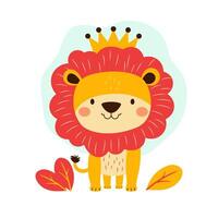 Cute Lion Animal Cartoon Character the King of Jungle with Smile Expression vector
