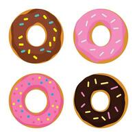 Set of Doughnut Donut Delicious Sweet Bread Food with Topping vector