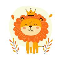 Adorable Lion Animal Cartoon Character the King of Jungle with Happy Smile Expression vector
