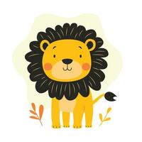 Cute Lion Leo Animal the King of Jungle with Happy Smile Expression vector
