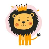 Cute Lion Animal Cartoon Character the King of Jungle with Happy Expression vector