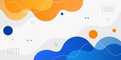 Orange and blue geometric business banner design. Creative banner design with wave shapes and lines for template. Simple design on white horizontal banner. vector