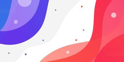 Red and blue wave geometric business banner on white background design. Creative banner design with wave shape and lines for template. Simple horizontal banner. vector