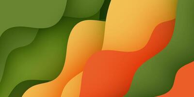 Green and orange gradient wave dynamic abstract background. Trendy background with wave shape pattern. Simple style backdrop colorful fresh creative element. vector