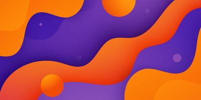 Colorful wave abstract 3D background with gradient orange and purple color on background. vector