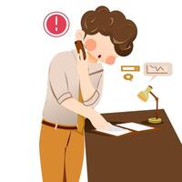 Man in office with table lamp illustration vector