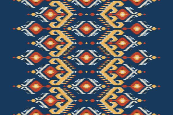 Ethnic Ikat oriental seamless pattern. Hand drawn tribal style beautiful carpet pattern. for fabric, textile, rug, clothing, batik, motif.