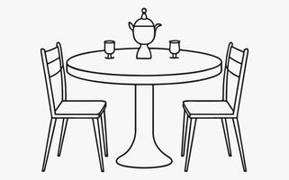 Elegant Dining Table Line Art image vector