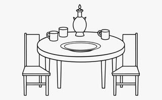 Stylized Dining Set Outline Art vector