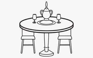 Abstract Dining Table Line Art Print image clipart illustration vector