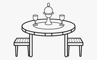 Abstract Dining Table Line Art Print image clipart vector