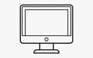 Desktop monitor outline icon vector