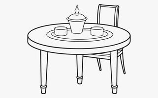 Abstract Dining Table Line Art Print icon vector