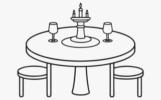 Vintage Dining Table Line Drawing image vector
