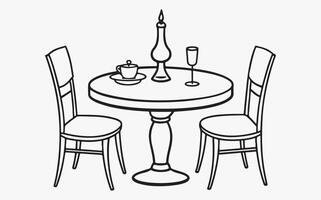 Abstract Dining Table Line Art Print image vector