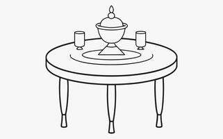 Minimalist Dining Room Table Sketch image vector