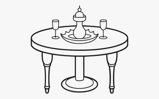Abstract Dining Table Line Art Print vector