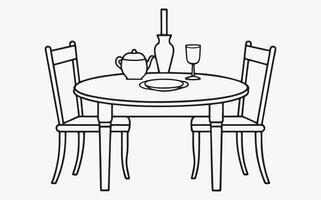 Stylized Dining Set Outline Art icon vector