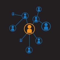 multi stakeholder network symbol on black color background vector