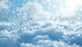 A Single Snowflake in a Field of Sparkling Snow photo
