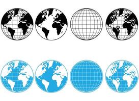 Icon World Globe Latitude Longitude Lines vector