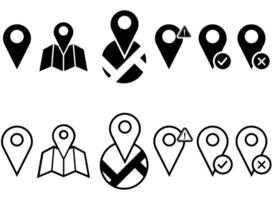 Icon Map Location Pin Outline Symbols vector
