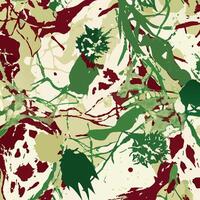 A green and red camouflage pattern with flowers vector