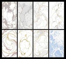 White Marble and Gold Abstract Backgrounds with Subtle Fluid Ink Effects vector