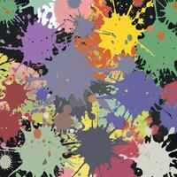 A colorful paint splatter pattern on a black background vector